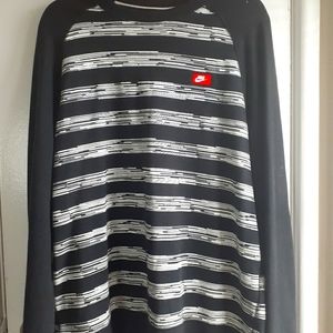 Nike Black White Striped Crew neck sweater